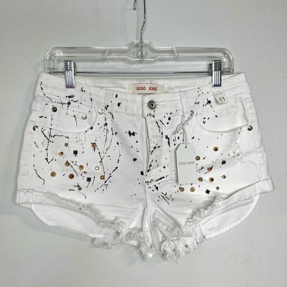 short shorts with gold and silver studs Gogo Jeans brand